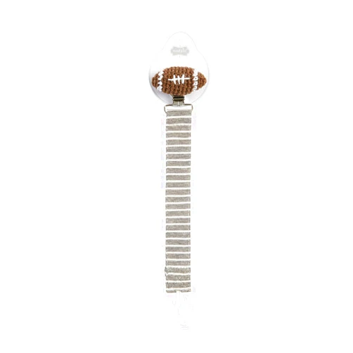 Mud Pie Knit and Crochet Pacifier Pacy Clips (Football), one Size fits Most