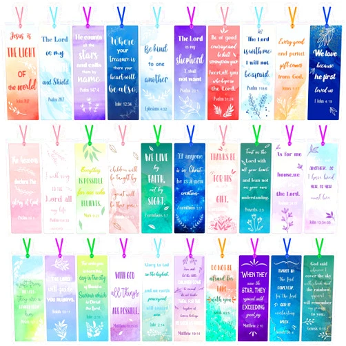 Chinco 120 Pieces Bible Verses Bookmarks Watercolor Christian Bookmarks for Women Inspirational Spiritual Bible Bookmarks Christian Gifts Supplies for Women Men Book Lovers Book Club(Watercolor Style)