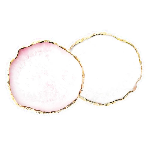 JASSINS Resin Nail Art Palette,Nail Art Painting Mixed Color Palette Gold Edge Nail Gel Color Makeup Display Board (Pink+White)