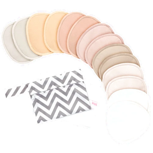 KeaBabies 14-Pack Organic Nursing Pads - Washable Breast Pads for Breastfeeding, Nursing Bra Nipple Pads for Breastfeeding, Pumping Bra Reusable Breast Pads, Maternity Breastfeeding Bra Pads (Neutrals, L 4.8