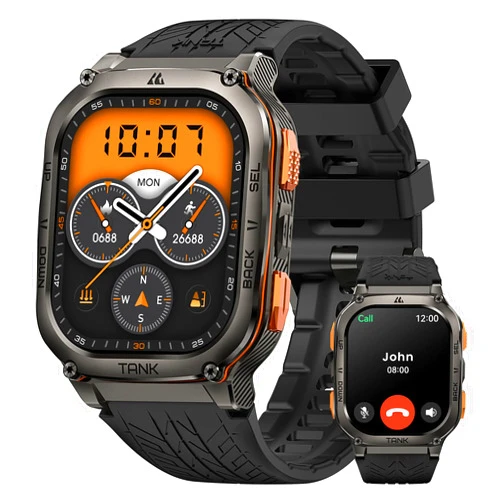 AMAZTIM Military Smart Watch with GPS, 6 Satellite Positioning/Compass, Stainless Steel Body, 50M Waterproof, 60 Days Extra-Long Battery, Answer/Make Call, 2