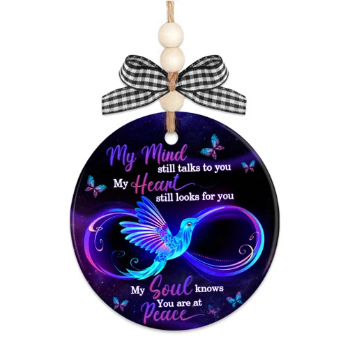 MUCHNEE Hummingbird Memorial Gifts for Loss of Loved One Dad Mom, Sympathy Gifts, Memory Christmas Ornaments, My Mind Still Talks to You Infinity Symbol Bereavement Condolence Gift for Loss