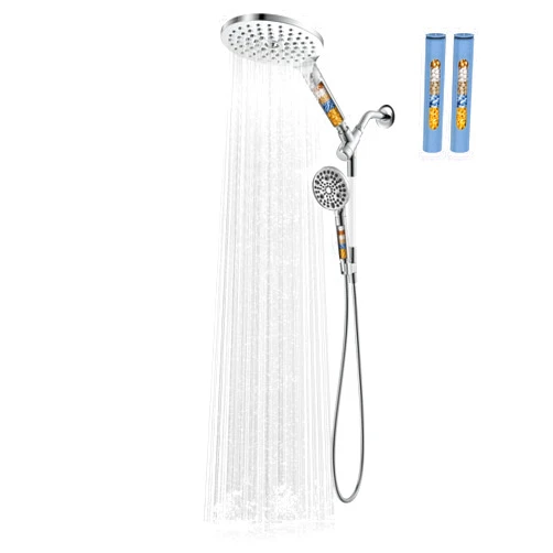 MakeFit Dual Filtered Rain Shower Head Combo, High Pressure Handheld Shower Head with Adjustable Bar - Rainfall Shower Head And Showerhead with Filter for Hard Water - Removes Chlorine
