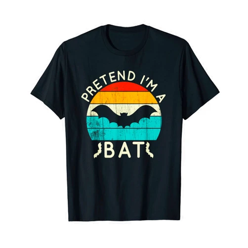Pretend I'm A Bat Halloween Costume Pretend I'm A Bat Costume Halloween Lazy Retro T-Shirt