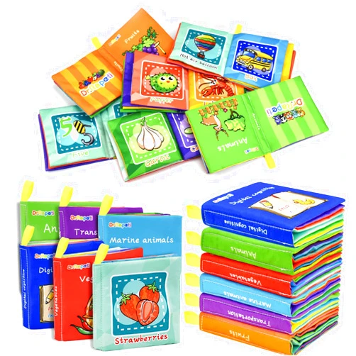 Dr.Rapeti Soft Cloth Books Baby Books Bath Books 6-Pack for Baby Infant Toddler Kids Crinkle Squeaky Washable Chewable Non-Toxic Early Educational Giftable