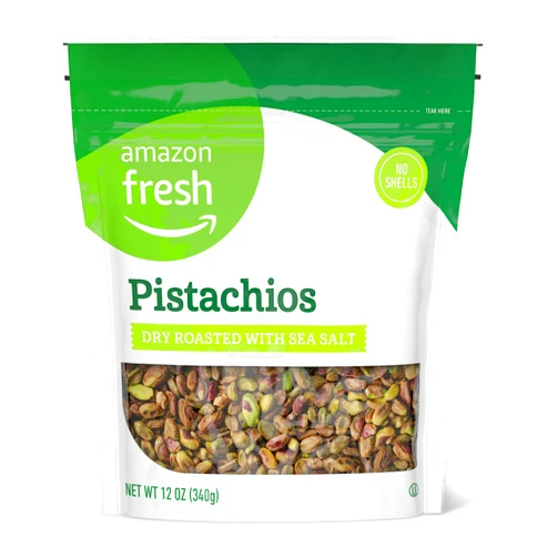 Amazon Fresh - Pistachios, Dry Roasted with Sea Salt, No Shells, 12 oz