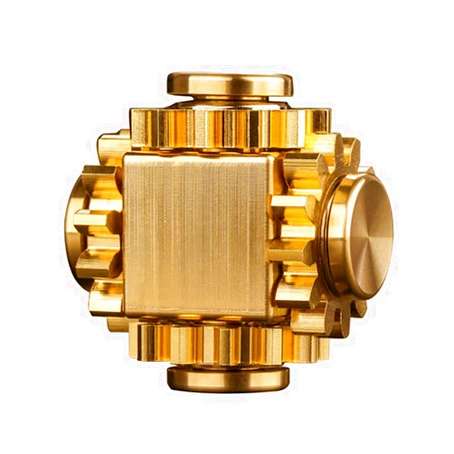 PAPUKA Pure Brass Cube Gears Linkage Anti-Anxiety Fidget Spinner Toy,Metal DIY EDC Meditation Break Bad Habits ADHD Finger Spinning Toy for Kid and Adults High Speed Precision Brass Material
