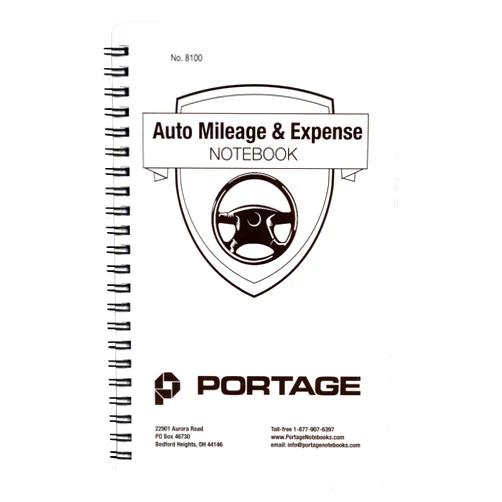 Portage Auto Mileage & Expense Notebook – Vehicle Mileage Log, Miles Log Book to Track Over 400 Rides or Sessions, Track Odometer for Business Driving or Rideshare Apps – 5 x 8 Inches, 60 Pages (Pack of 1)