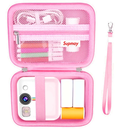 Supmay Camera Case for Dafotil/BOFIDAR Kids Camera Instant Print, Toddler Camera Instant Print Toys 1080P Children Printable Camera Storage Case with Mesh Pocket for Roller Photo Paper, Cable, Pink