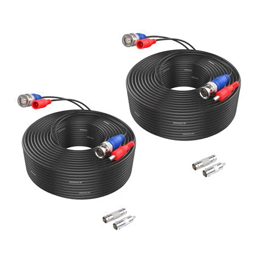 ANNKE 2 Pack 100 Feet BNC Video Power Extension Cable, Pre-Made All-in-One Security Camera Wire Cord for Surveillance CCTV System with Free Connectors (1 x BNC to BNC Female and 1 x BNC to RCA)