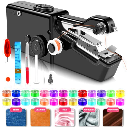 Asingleer User-Friendly Cordless Handheld Sewing Machine for Beginners, Mini Sewing Machine with Accessories Kit, Portable Sewing Machine for A Variety of Fabrics, Clothes Repair Easy A Must-Have for Home DIY
