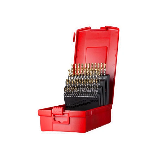 Dormer A095202 HSS High Speed Steel Jobber Drill Bit Set with 118 Degree Tin Tipped Split Point, Set of 51