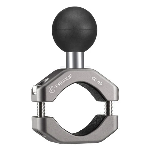 FANAUE CC-05 Aluminum Handlebar Clamp Mount U-bolt Base Compatible with RAM Mounts B size 1 inch Ball Double Socket Arm & Bike Motorcycle Phone Holder for 0.85