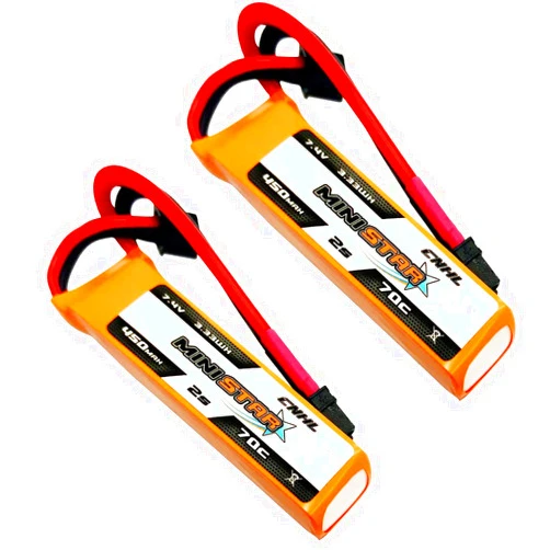 CNHL MiniStar 450mAh 7.4V 70C 2S Lipo Battery with XT30U Plug for FPV Emax Babyhawk Micro FPV Quad Racing Drone/Brushless Whoop FPV (2 Packs)