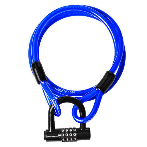 DocksLocks Security Cable Lock Set (5' to 25') Looped Ends, Weatherproof, Keyless Compact U-Lock with Combination, Anti-Theft for Bikes, Equipment 5ft