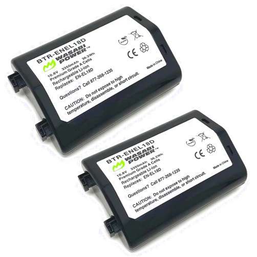 Wasabi Power Battery for Nikon EN-EL18d (2-Pack) and Nikon Z9, D4, D4S, D5, D6