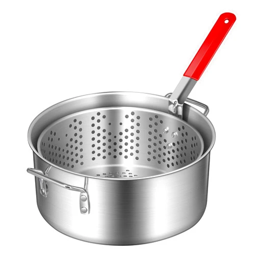 VIVOHOME 10Qt Aluminum Fish Fryer Pot with 6.7Qt Basket, Deep Fryer with Easy Grip Handle for Cooking Chicken Wings, Seafood, French Fries