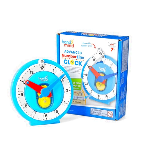 Learning Resources hand2mind Advanced NumberLine Clock™ for Kids Learning to Tell Time, Math Manipulatives for Telling Time, Analog Clock for Kids Learning, Learning to Tell Time Clock, Homeschool Supplies (1 Pack)