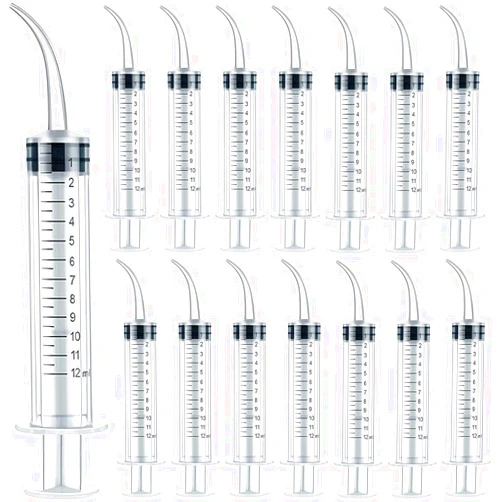 GXXMEI 15PCS 12ml/cc Dental Syringe with Curved Tip & Measurement Disposable Graduated Dental Irrigation Syringe for Oral Dental Care, Tonsil Stones Removing, Lab, Feed Small Pet