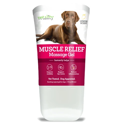 Vetality Muscle Rub Ointment for Dogs | Fast Pain Relief | Soothing Topical Anti-Inflammatory | 3 fl oz | Lemon Scent