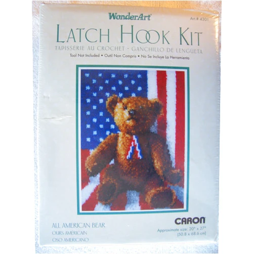 Caron Latch Hook Kit 20 Inch x27 Inch -All American Teddy