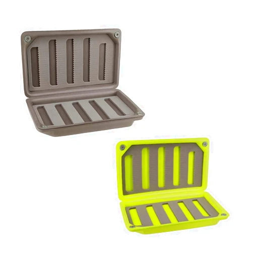 Aventik Fly Box Float EVA Foam Fishing Tackle Storage Slit Foam Fly Fishing Box 6X3.48X1.2inch (Green+Grey 2pcs)
