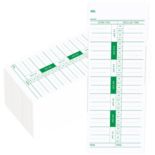 Chuangdi 1000 Pieces Time Cards 1 Side Time Clock Cards 3.5 x 9 Inches Green Print Time Sheets for Employees Weekly for Punch Time Clock, Employee Attendance, Payroll Recorder, Business