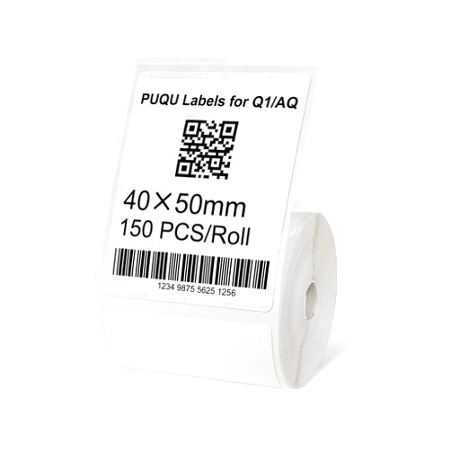 PUQULABEL Self-Adhesive Multi-Purpose Label Compatible for PUQU Q1 Label Printer-1 Roll of 150 Labels 40x50mm (1.6''x2.0'')