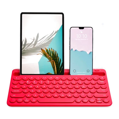 Macally Bluetooth Tablet Keyboard - Multi Device Wireless Keyboard for Phone, iPad Mini/Pro, Android - Rechargeable Small Keyboard with Built in Stand and Quiet Keys
