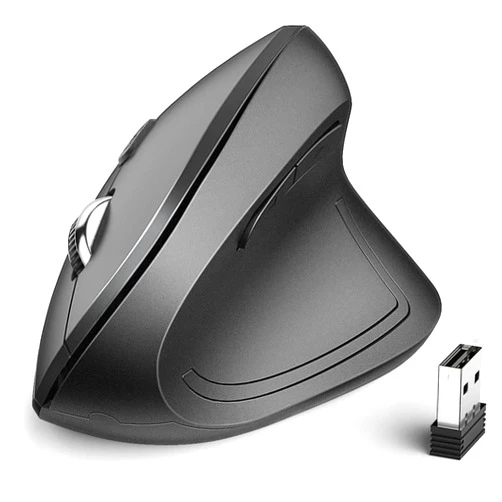 iClever Ergonomic Mouse, WM101 Wireless Vertical Mouse 6 Buttons with Adjustable DPI 1000/1600/2000/2400 Comfortable 2.4G Optical Ergo Mouse for Laptop, Computer, Desktop, Windows, Mac OS, Gray Black