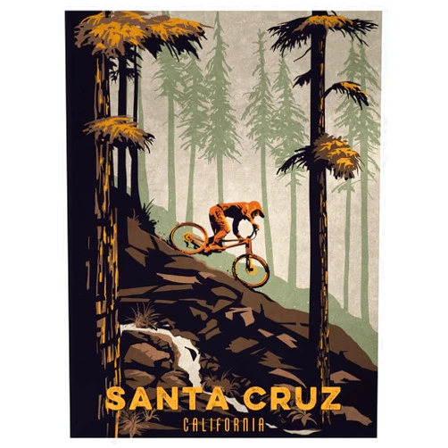 Art of Place Santa Cruz California Rock Waterfall Downhill Mountain Biker Giclee Art Print Poster from Illustration by Illustrator Sassan Filsoof 9