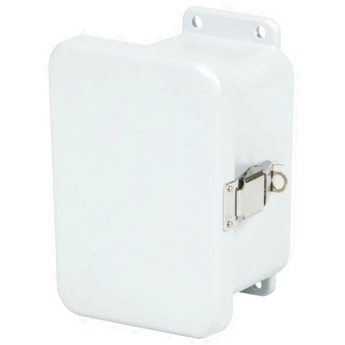 Stahlin J606HPL J-Series JIC Enclosure 5.720 Inch Width x 4.450 Inch Depth x 5.720 Inch Height Fiberglass Reinforced Thermoset Polyester Glacier Gray Integral Flange Mount Hinged Padlock Cover