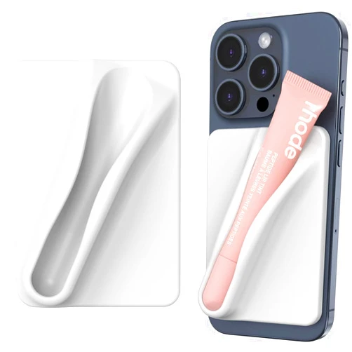 JDIRECT Lip Balm Holder for Phone, Strong 3M Adhesive Stick-On, Silky Silicone, Easy Grip, Compatable with iPhone & Android (Gray)