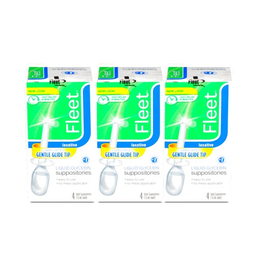 Fleet Liquid Glycerin Suppositories for Adult Constipation, 4 Suppositories, Pack of 3