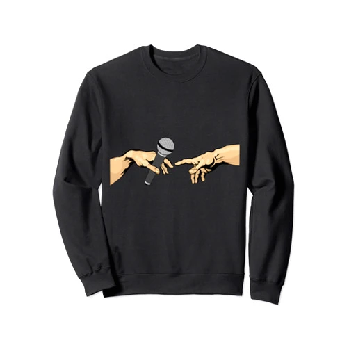 Creation of Adam Michelangelo Presenter Host Creation of Adam Michelangelo Microphone Moderator Art Sweatshirt