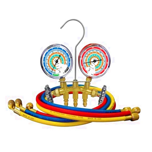 Mastercool 56172 R404A, R407C, R507A, R134a Brass 2-Way Manifold Gauge