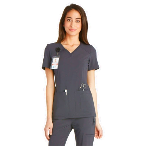Cherokee Women's Medical Scrub Top Iflex V-Neck Knit Panel Top CK605