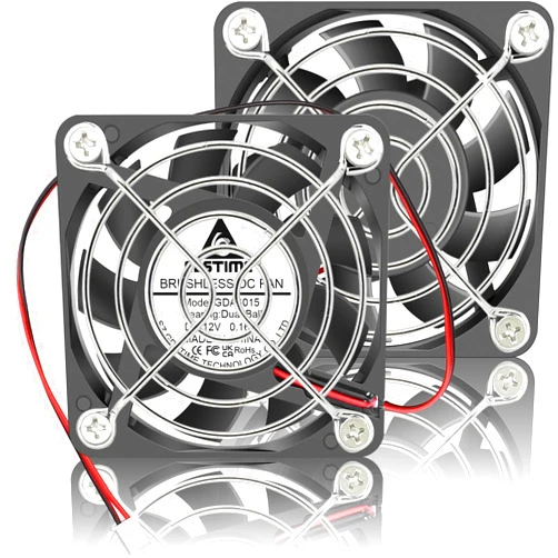 GDSTIME 2-Pack Slim 60mm x 15mm Fan 12V High Speed, Dual Ball Bearing 6015 Brushless DC Cooling Fan 2Pin for Inverter NVR 3D Printer Power Supply