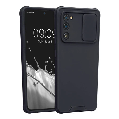 kwmobile Hybrid Case Compatible with Samsung Galaxy S20 FE - Case with Camera Cover and Bumper - Phone Cover - Black