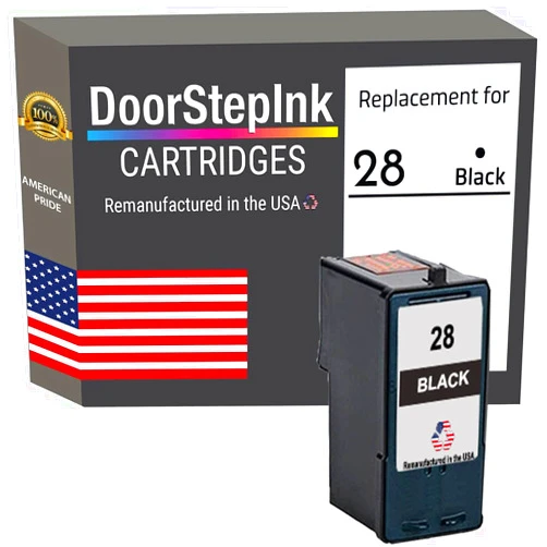 DoorStepInk Remanufactured in The USA Ink Cartridge for Lexmark 18C1428#28 Black X Series X2500 X2530 X2550 X5070 X5075 X5320 Z Series Z1300 Z1310 Z1320 Z845