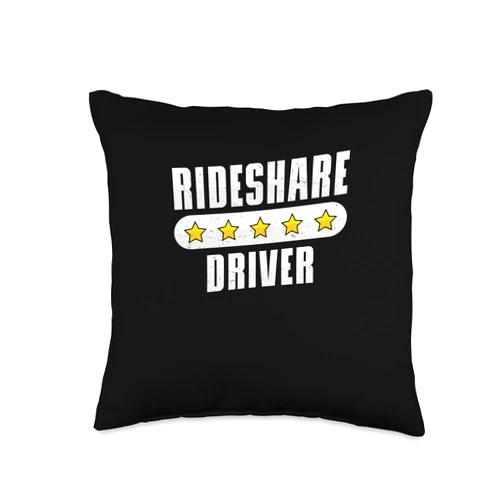 Trendy Ridesharing Transit Collective Star Rating Driver Rideshare Hustle Throw Pillow, 16x16, Multicolor