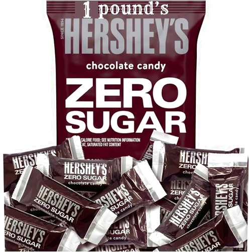 HERSHEY'S Zero Sugar Assorted Chocolate Candy Bag, Zero Sugar Assorted Flavors, for Special Occasions (1 Pound, Milk Chocolate)