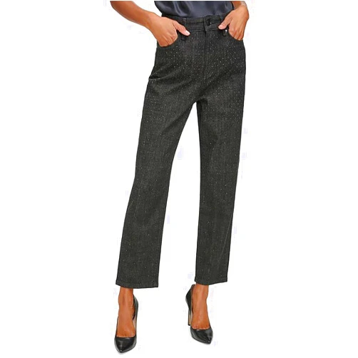 KARL LAGERFELD Paris Womens Cannes High-Rise Straight Leg Cropped Jeans