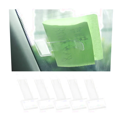 AICEL Car Windshield Parking Ticket Holder, 5 Pieces Auto Plastic Transparent Visible Invoice Clip with Adhesive Tape, Vehicle Windscreen Parking Permit Ticket Holder Clip, Car Accessories