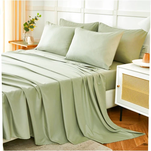 ILAVANDE Sage King Size Sheets Set 6 Piece,Super Soft 1800 Series Microfiber Bed Sheets King Set-Wrinkle & Fade Resistant-14“ Deep Pockets Sheets for King Size Bed(King,Sage Green)