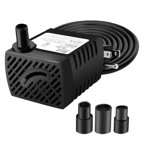 BARST 70GPH Aquarium Pump, Ultra Quiet Small Fountain Pump with 3 Nozzles Adjustable Mini Submersible Water Pump with 6ft Power Cord for Fish Tank, Pond (250L/H,3.6W)