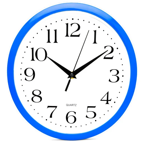 Bernhard Products 10 Inch Blue Quartz Analog Wall Clock - Silent, Easy to Read, Quality Construction, Simple Design, Lightweight, Easy to Hang, Battery Operated