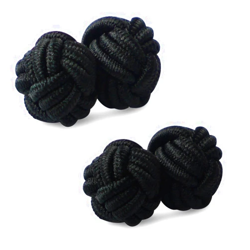 HONEY BEAR Silk Knot Cufflinks Fabric for Mens Shirt for Business Wedding Gift
