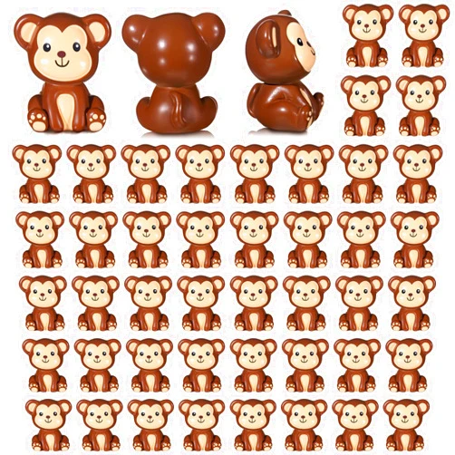 Silipull 50 Pcs Mini Monkey Figurines Resin Monkey Figures Bulk Tiny Animals Monkey Party Favors for Summer Cake Topper Goodie Bag Fillers Supplies Stuffers