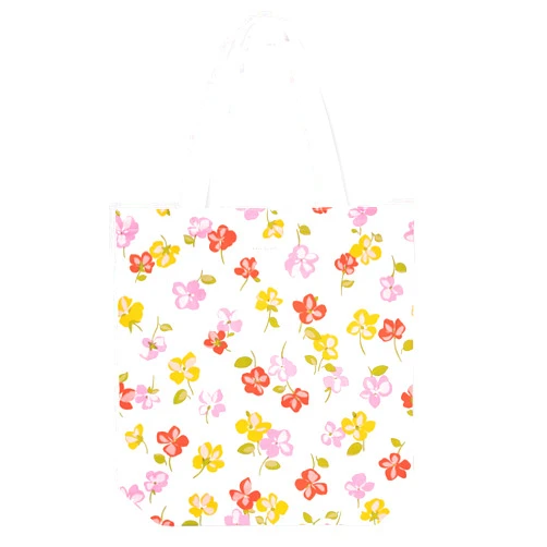 kate spade new york Canvas Tote Bag for Women, Cute Tote Bag for Work or Teacher, Canvas Beach Bag, Book Tote with Pocket, Spring Pansies